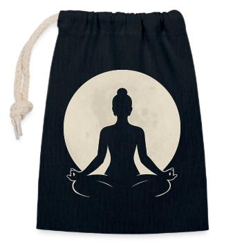 Méditation de la pleine lune – Yoga Lotus Silhouette - Sac cadeau en coton avec cordon (14 x 20 cm) - bleu marine - Devant