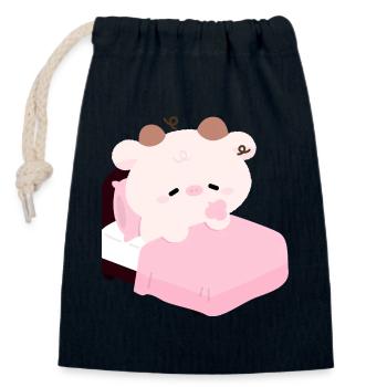 Sleepy Pink Cow Kawaii Bedtime - Closable cotton gift bag (14x20cm) - navy - Front