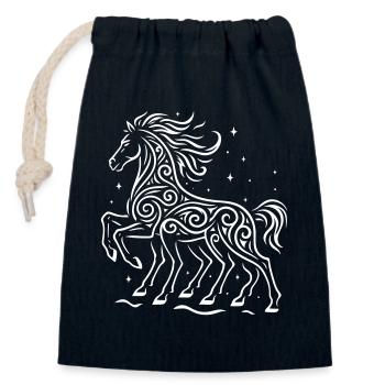 Rauhnächte Odin : Sleipnir à cheval - Chasse sauvage - Sac cadeau en coton avec cordon (14 x 20 cm) - bleu marine - Devant
