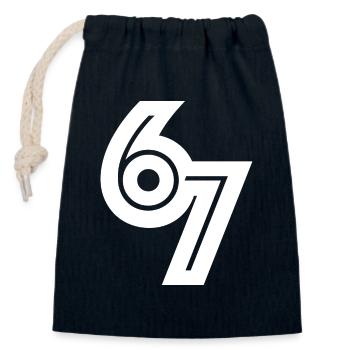 67_meme - Closable cotton gift bag (14x20cm) - navy - Front