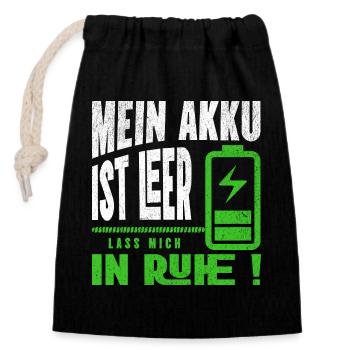 My battery is empty - Leave me alone - Closable cotton gift bag (14x20cm) - black - Front