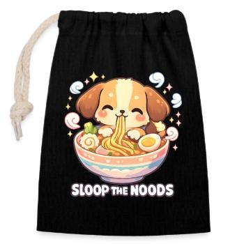 Ramen Kawaii Dog - Closable cotton gift bag (14x20cm) - black - Front