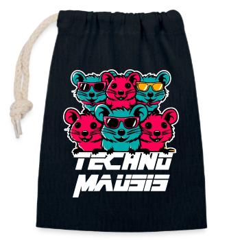 Techno Mausis - Verschließbarer Geschenkbeutel aus Baumwolle (14x20cm) - Navy - Vorne