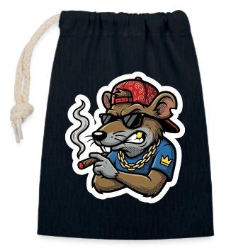 Rattenboss Zigarre - Verschließbarer Geschenkbeutel aus Baumwolle (14x20cm) - Navy - Vorne