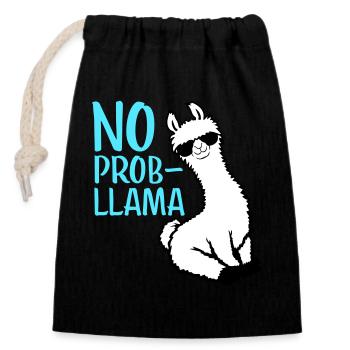 No Prob Lama Cool Sonnenbrille Sitzend Problama - Verschließbarer Geschenkbeutel aus Baumwolle (14x20cm) - Schwarz - Vorne