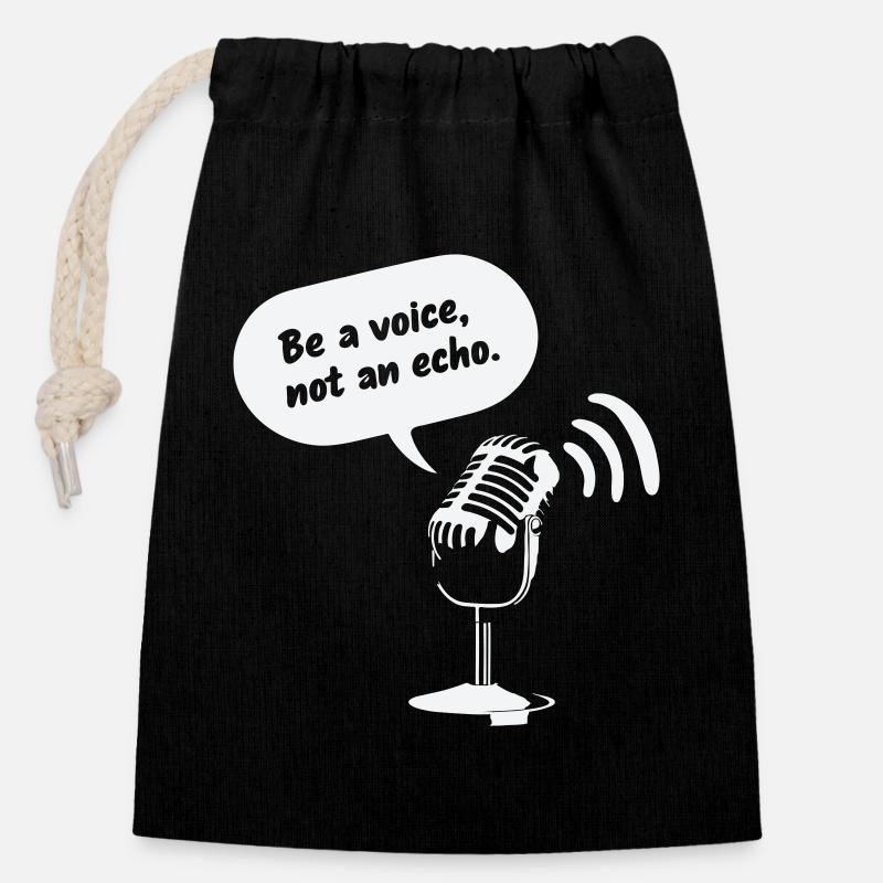 Be a Voice, Not an Echo - Verschließbarer Geschenkbeutel aus Baumwolle (14x20cm) - Schwarz
