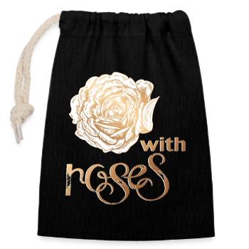 Vintage Rose - Closable cotton gift bag (14x20cm) - black - Front