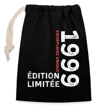 Année 1999 au style typographique vintage - Sac cadeau en coton avec cordon (14 x 20 cm) - noir - Devant