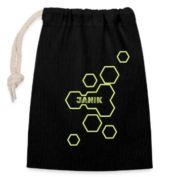Style Janik - Closable cotton gift bag (14x20cm) - black - Front