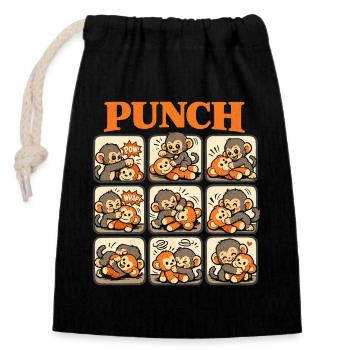 Affe Cooler Punch Süßer Baby Monkey - Verschließbarer Geschenkbeutel aus Baumwolle (14x20cm) - Schwarz - Vorne
