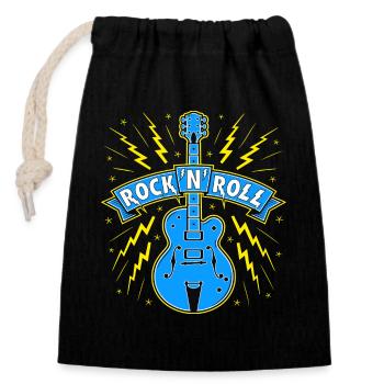 Guitar Rock 'N' Roll Banner - Verschließbarer Geschenkbeutel aus Baumwolle (14x20cm) - Schwarz - Vorne
