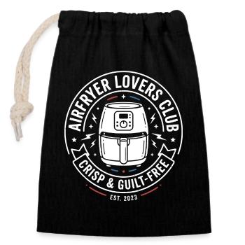 Airfryer Lovers Club Crisp Guilt Free - Verschließbarer Geschenkbeutel aus Baumwolle (14x20cm) - Schwarz - Vorne