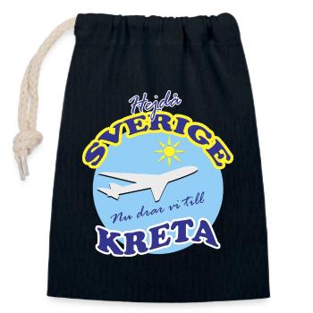 Adieu Suède - Maintenant nous allons en Crète - Sac cadeau en coton avec cordon (14 x 20 cm) - bleu marine - Devant