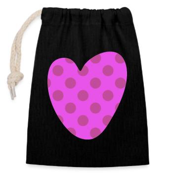 Heart Dots Dots Pattern Love Love Joie de vivre - Closable cotton gift bag (14x20cm) - black - Front