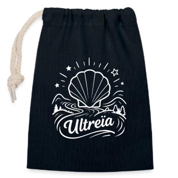 Ultreïa chemin de Saint-Jacques Compostelle - Sac cadeau en coton avec cordon (14 x 20 cm) - bleu marine - Devant