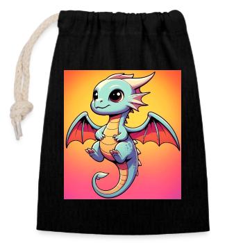 dragon - Closable cotton gift bag (14x20cm) - black - Front