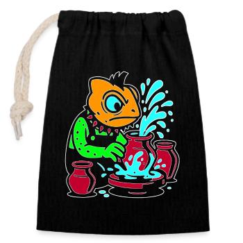Master Chameleon Artisan  - Closable cotton gift bag (14x20cm) - black - Front