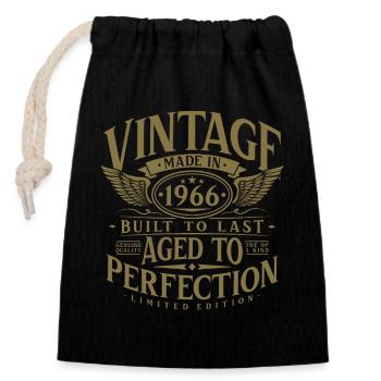 1966 Jahrgang geboren Vintage Geburtstag Geschenk - Verschließbarer Geschenkbeutel aus Baumwolle (14x20cm) - Schwarz - Vorne