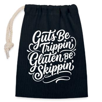 Humour sans gluten : proverbe cœliaque design - Sac cadeau en coton avec cordon (14 x 20 cm) - bleu marine - Devant