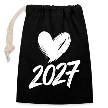 2027 Heart - Closable cotton gift bag (14x20cm) - black - Front