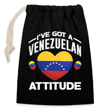 Drapeau du Venezuela Fierté & Maison Venezuela - Sac cadeau en coton avec cordon (14 x 20 cm) - noir - Devant