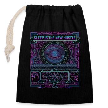 Hustle The Sleep - Closable cotton gift bag (14x20cm) - black - Front