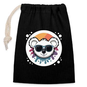 Solar Koala in Colored Glasses - Closable cotton gift bag (14x20cm) - black - Front