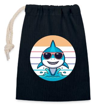 Requin pastel lunettes de soleil - Sac cadeau en coton avec cordon (14 x 20 cm) - bleu marine - Devant