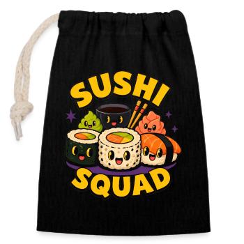 Sushi Troupe Funny Japanese Food Sashimi Li - Closable cotton gift bag (14x20cm) - black - Front