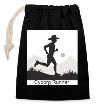 Cyborg Runner - Verschließbarer Geschenkbeutel aus Baumwolle (14x20cm) - Schwarz - Vorne