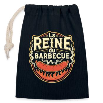 La Reine du Barbecue - Sac cadeau en coton avec cordon (14 x 20 cm) - bleu marine - Devant