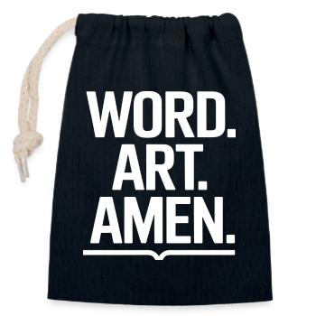 Wortkunst Amen-Typografie - Verschließbarer Geschenkbeutel aus Baumwolle (14x20cm) - Navy - Vorne