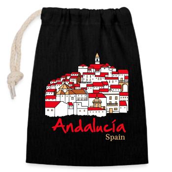 Andalucia 2 - Sac cadeau en coton avec cordon (14 x 20 cm) - noir - Devant