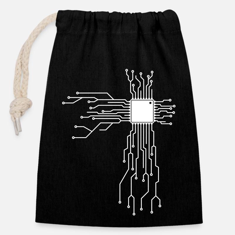 Electronics Technician - Programmer Board T-Shirt - Closable cotton gift bag (14x20cm) - black