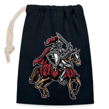 Knight on horse - Closable cotton gift bag (14x20cm) - navy - Front