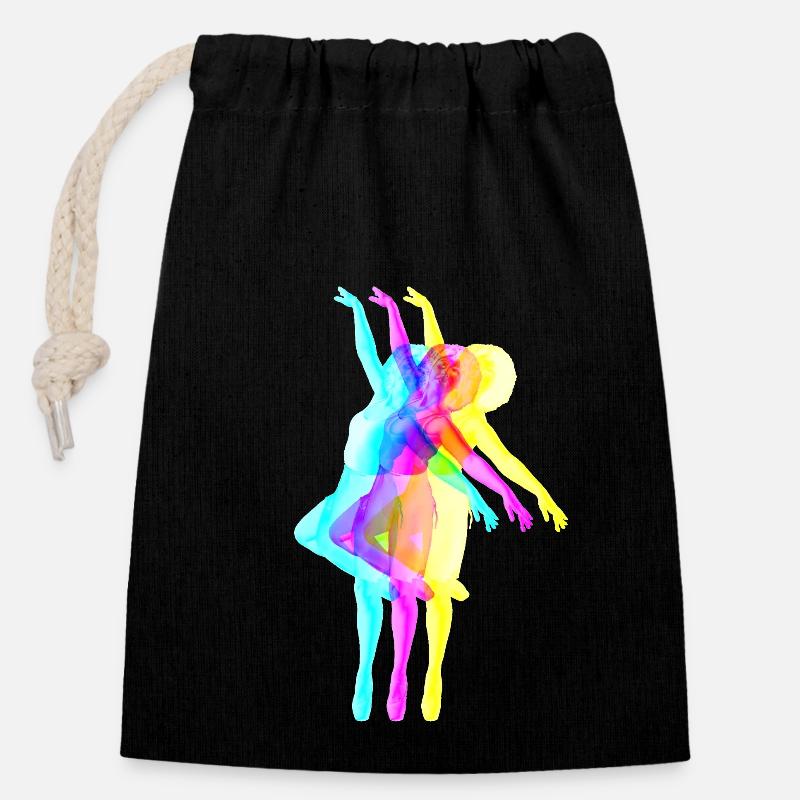 Danseuse aux cheveux bouclés - Sac cadeau en coton avec cordon (14 x 20 cm) - noir