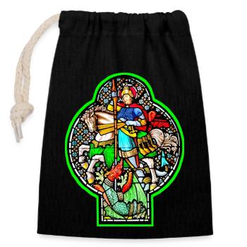 stained glass window saint georg - Closable cotton gift bag (14x20cm) - black - Front