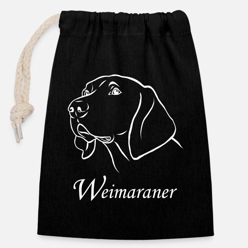 Portrait de Weimaraner - Sac cadeau en coton avec cordon (14 x 20 cm) - noir