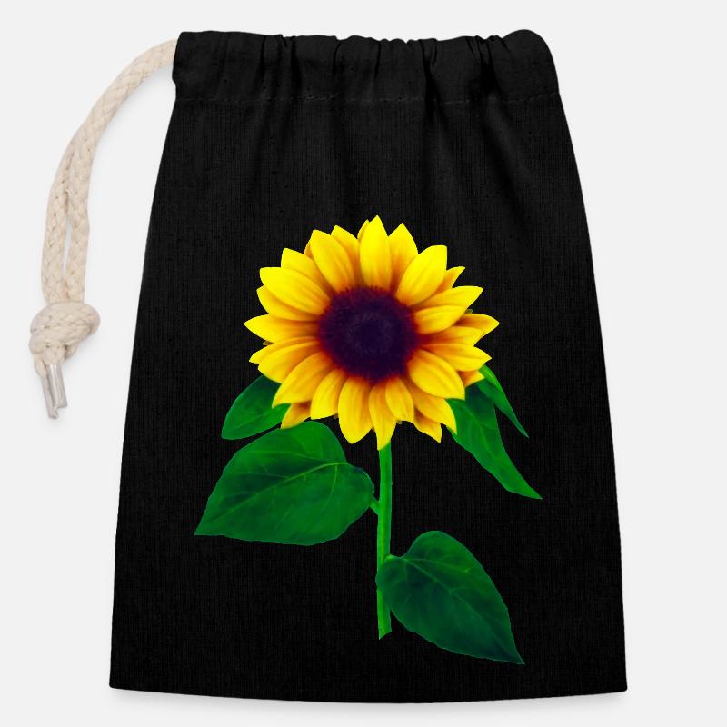 Sunflower - Closable cotton gift bag (14x20cm) - black