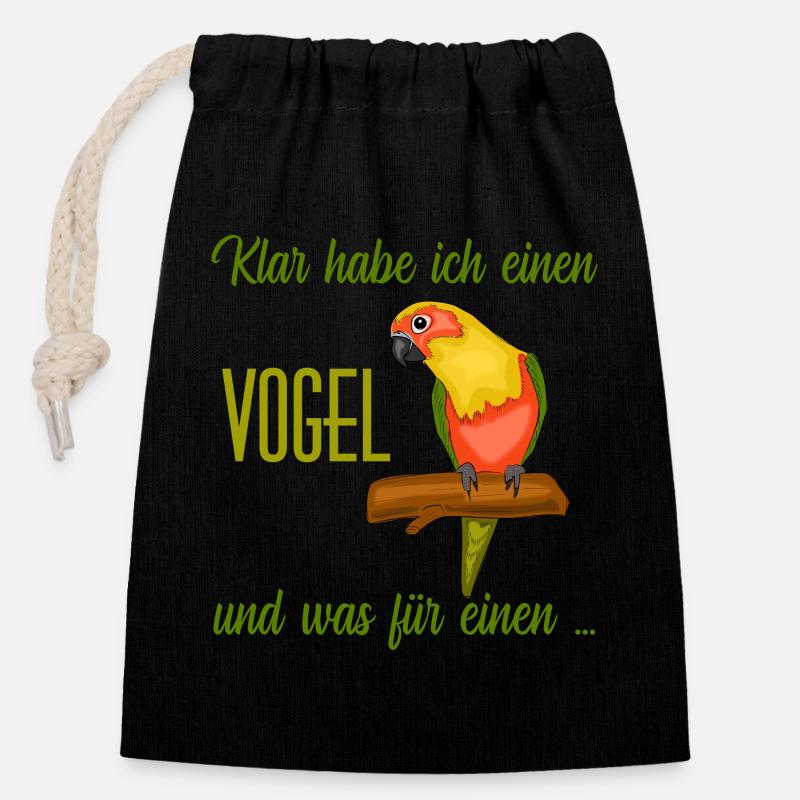 Papagei Motiv mit lustigem Spruch - Verschließbarer Geschenkbeutel aus Baumwolle (14x20cm) - Schwarz