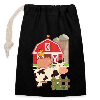ferme - Sac cadeau en coton avec cordon (14 x 20 cm) - noir - Devant
