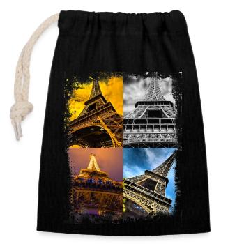 Paris Frankreich France Eiffelturm Eiffel Tower - Closable cotton gift bag (14x20cm) - black - Front