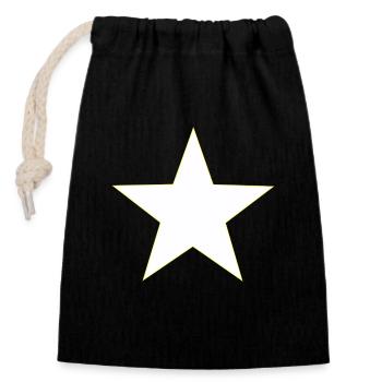 Stern weiß gelb, white yellow star - Verschließbarer Geschenkbeutel aus Baumwolle (14x20cm) - Schwarz - Vorne