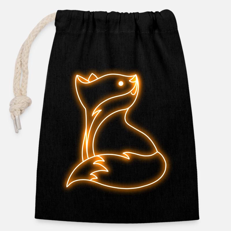 Lamp-Fox - Closable cotton gift bag (14x20cm) - black