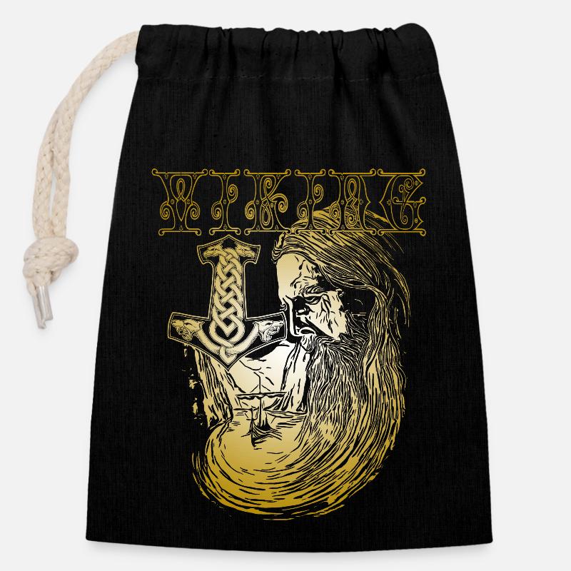 Viking - Closable cotton gift bag (14x20cm) - black