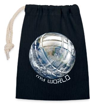 La pétanque - Sac cadeau en coton avec cordon (14 x 20 cm) - bleu marine - Devant