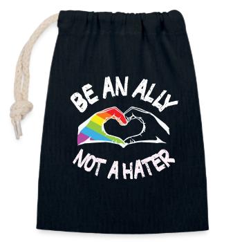 Be an ally not a hater LGBT Pride Month - Sac cadeau en coton avec cordon (14 x 20 cm) - bleu marine - Devant