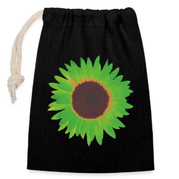 vert tournesol - Sac cadeau en coton avec cordon (14 x 20 cm) - noir - Devant