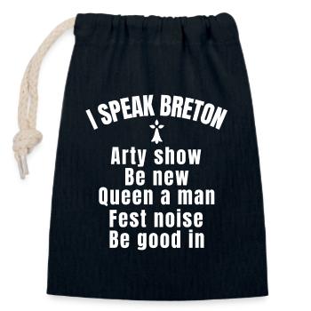 Bretagne, Breton, Bretagne humour, Breton - Sac cadeau en coton avec cordon (14 x 20 cm) - bleu marine - Devant