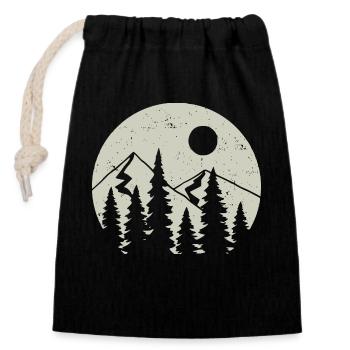 Forest at night - Hiking - Otdoor - Nature - Closable cotton gift bag (14x20cm) - black - Front